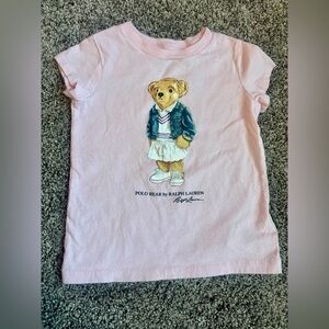 Ralph Lauren Pink Polo Bear Kids Tee. Size 2T